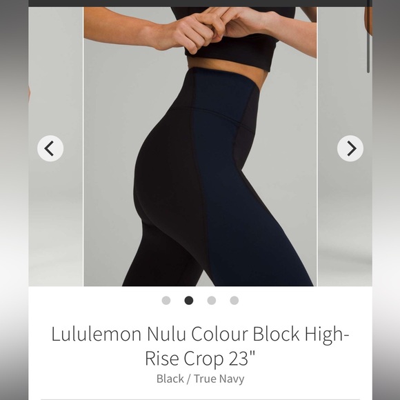 EUC Lululemon Nulu Colour Block High-Rise Crop 23” Black/True Navy - Picture 2 of 5